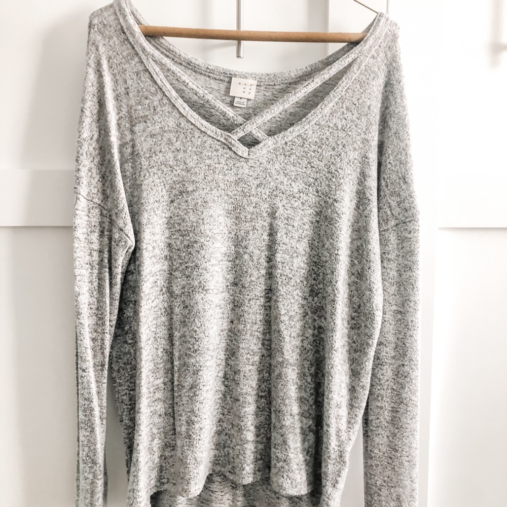 Grey Comfy V-neck Sweater
